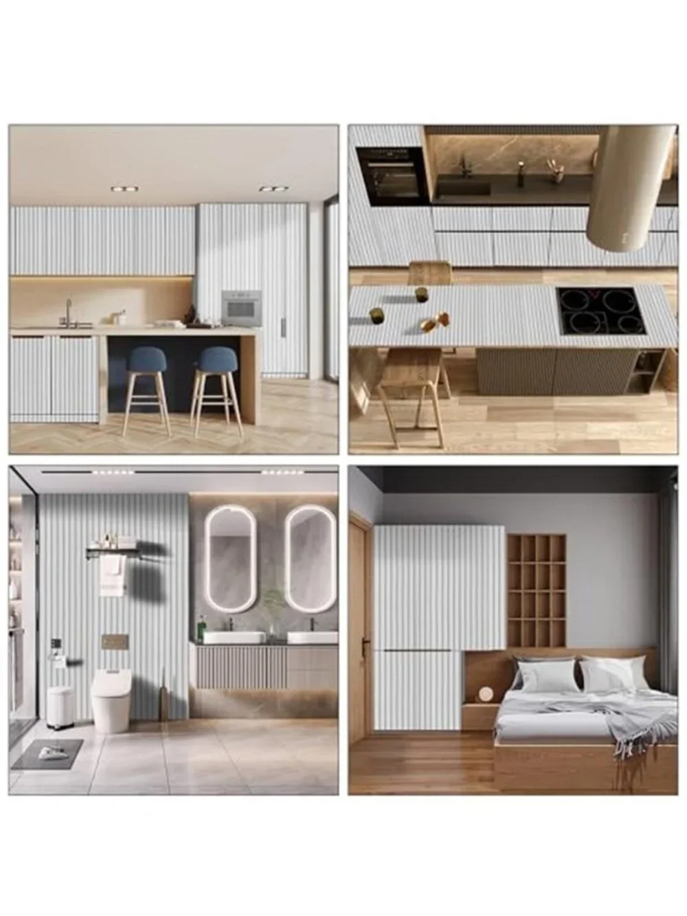 Wood Slat Peel and Stick Wallpaper Self Adhesive Contact Paper Wall Panel Decor